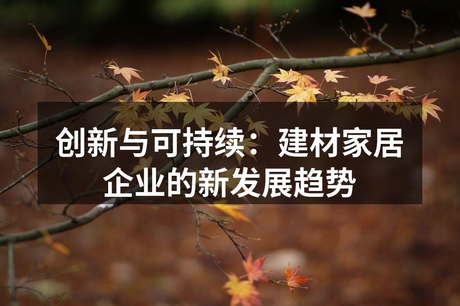 创新与可持续：建材家居企业的新发展趋势